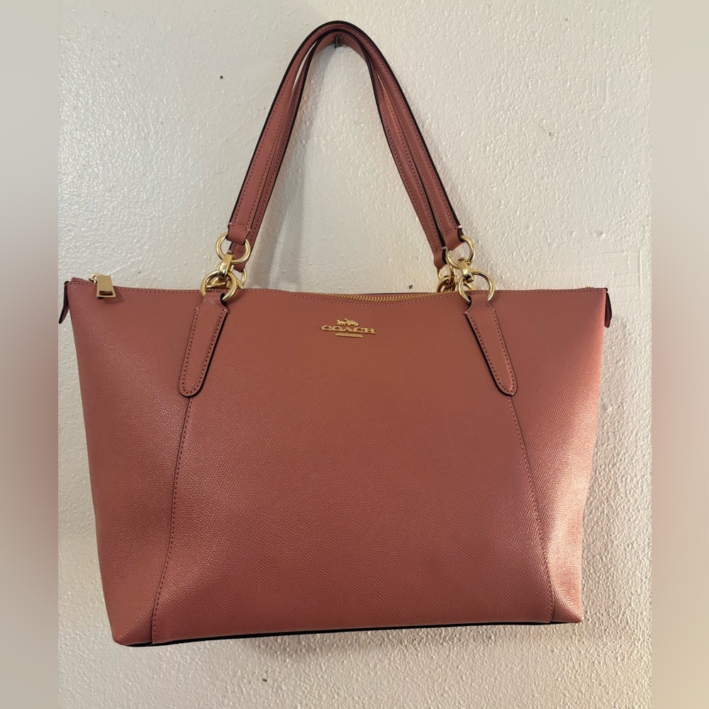 Authentic Blush Color Coach Leather Tote Bag